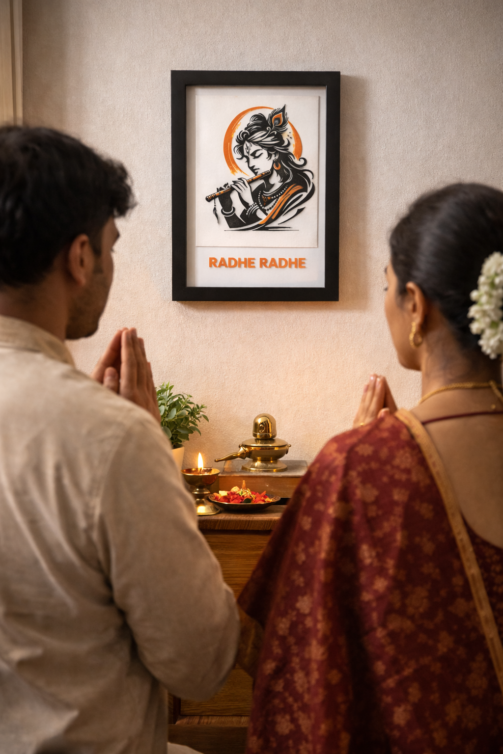 3D Krishna devotional frame.