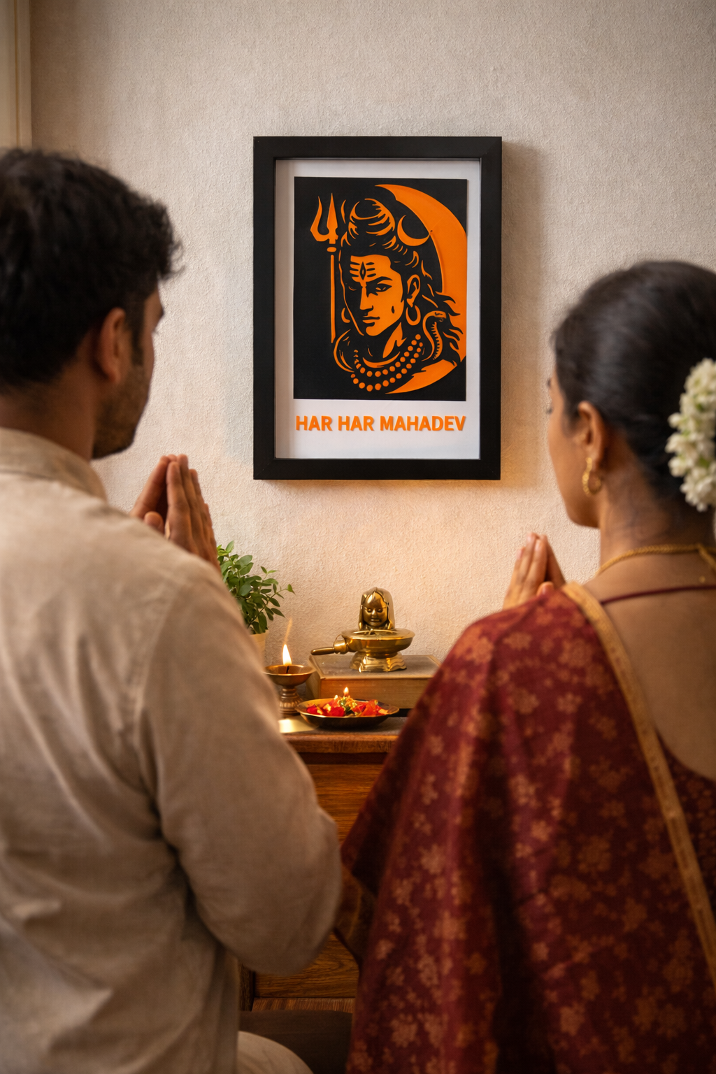 Har Har Mahadev 3D Lord Shiva Devotional Frame