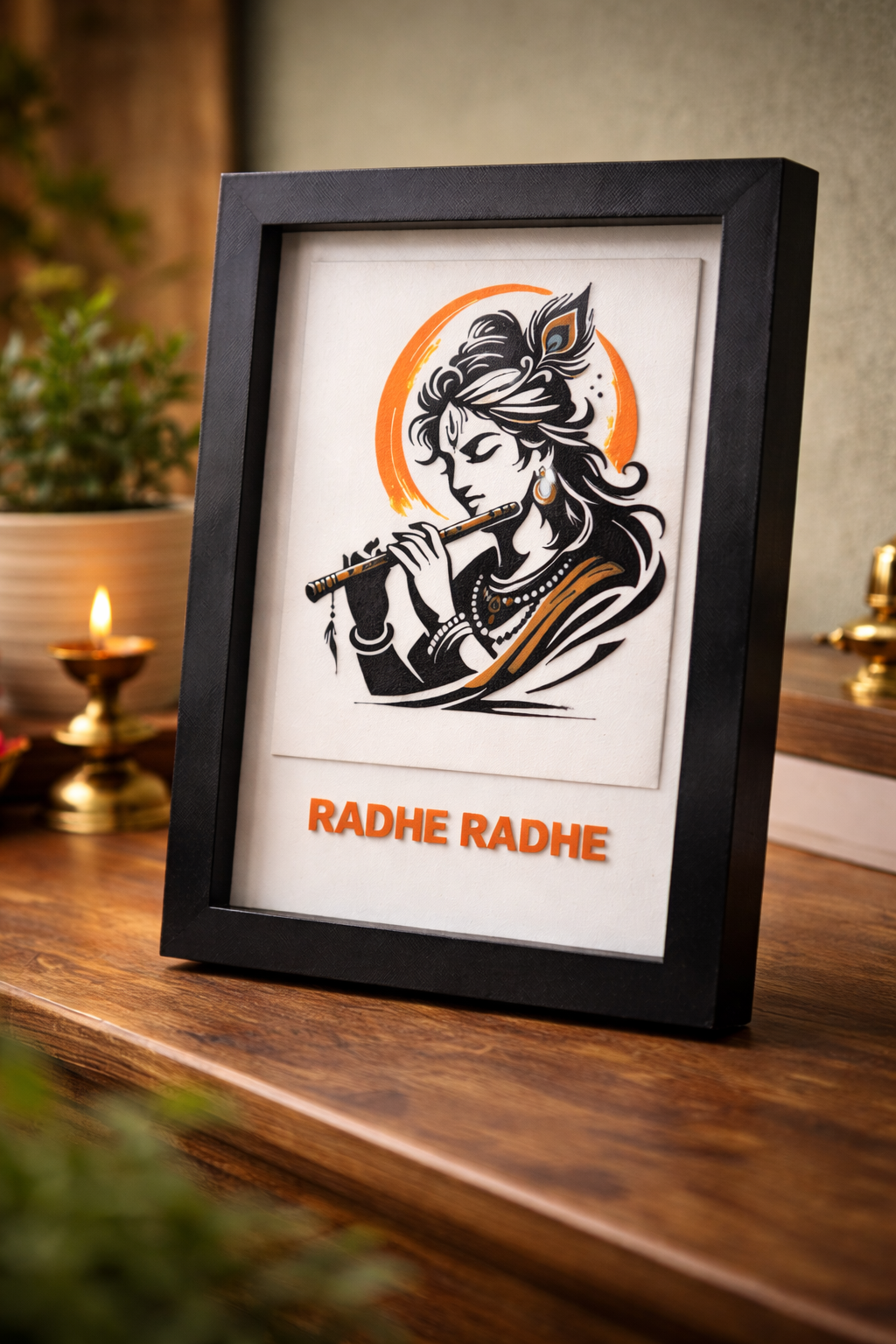 3D Krishna devotional frame.