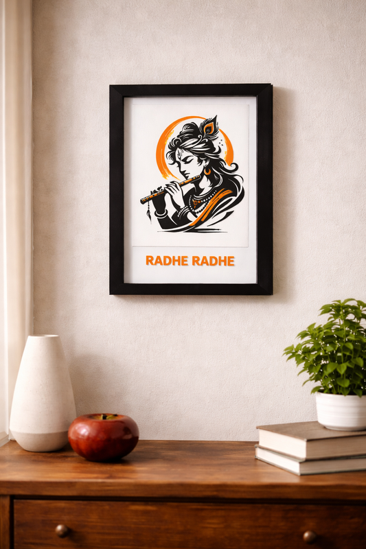 3D Krishna devotional frame.